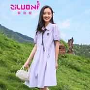 紫洛妮初中學(xué)生連衣裙少女孩2025夏季新款韓版學(xué)院風(fēng)甜美顯瘦小個子裙子 淺紫 160/M