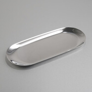 德勒（DELE）北歐ins不銹鋼橢圓盤(pán)酒店甜品蛋糕小吃盤(pán)首飾毛巾托盤(pán)金屬收納盤(pán) 【A款】本色盤(pán)小號 17.8cm