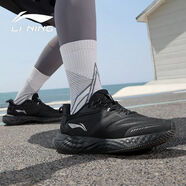 李寧（LI-NING）男鞋2025春秋新品防潑水防風(fēng)休閑跑步鞋耐磨防滑黑色旅游運(yùn)動(dòng)鞋子 黑色新057 39.5
