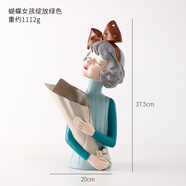 蔓森鑫創(chuàng)意輕奢網(wǎng)紅泡泡女孩擺件客廳電視酒柜玄關(guān)裝飾房間臥室桌面禮物 藍(lán)色抱花筒女孩