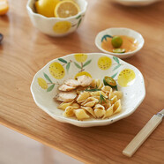 肆月陶瓷碗個(gè)人專(zhuān)用好看的飯碗單個(gè)家用甜品碗微波爐可用釉下彩餐具 【橘子】圓盤(pán)