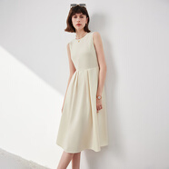 歐黎蔓（OULIMAN）赫本風(fēng)米色背心裙女2024夏季新款小個(gè)子高級感無(wú)袖顯瘦百搭裙子ol 米色 165/88A/M