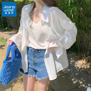 真維斯（JEANSWEST）襯衫女裝2025春秋新款美拉藍(lán)穿搭夏季純棉防曬襯衣女士長(zhǎng)袖外套女 白色 L 【推薦110-140斤】