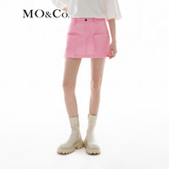 MO&Co.半身裙SUNNEI聯(lián)名系列棉質(zhì)A字牛仔短裙立體口袋多巴胺新年紅 霓虹粉色 S 160