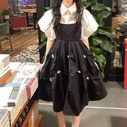 蘭威費雷日系學(xué)院風(fēng)甜美純欲小清新連衣裙女學(xué)生+泡泡袖襯衣兩件 黑色吊帶裙+白襯衣【套】 S 【關(guān)注店鋪送小禮】