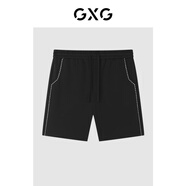 GXG男裝 23年夏新款簡約明線百搭休閑寬松直筒短褲五分褲男 黑色 XL