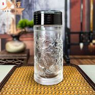 唐速原礦水晶茶杯大師純手工浮雕龍騰祥鳳密封車載杯高檔泡茶水杯 浮雕神龍杯 1只 300ml