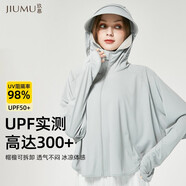 玖慕防曬衣女士防紫外線皮膚衣女款薄外套防曬披肩防曬服防曬衫YD001 簡約灰