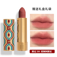 古馳（GUCCI）口紅金管滋潤啞光碎花唇膏禮盒送女朋友老婆女友生日禮物女禮盒裝 2023圣誕限定絨霧208【禮盒裝】