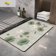 智宙硅藻泥衛生間地墊硬50x30厘米中式蓮花吸水墊廁所進(jìn)門(mén)口腳墊防滑 荷花一點(diǎn)塘【軟吸水墊】 60*120cm【貼地不卷邊】