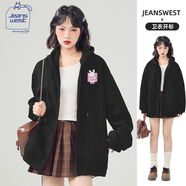 JEANSWEST CLUB真維斯連帽開(kāi)衫衛衣中性風(fēng)重磅潮牌青少年春秋外套簡(jiǎn)約休閑帽衫
