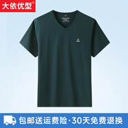 大依優(yōu)型大碼男裝V領(lǐng)短袖T恤加肥加大汗透氣彈力薄款短袖體恤 綠色 4XL125cm
