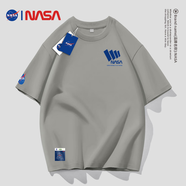 NASA MARVEL聯(lián)名情侶款短袖t恤男純棉夏新款潮流寬松oversize卡通體恤衫 淺灰色 XL