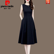 皮爾卡丹（pierre cardin）2024夏季新款氣質(zhì)小黑裙中長(zhǎng)款無(wú)袖修身顯瘦黑色雪紡連衣裙夏針織 短*款 L 約105-115斤