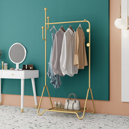 滾牛多功能衣帽架掛衣架落地收納架臥室內鐵藝掛衣服架子服裝店展示架 1266新款長(cháng)100cm金色