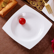 雅言陶瓷8英寸菜盤(pán)子飯盤(pán)瓷盤(pán)湯盤(pán)平盤(pán)點(diǎn)心盤(pán)餃子盤(pán)瓜子盤(pán)陶瓷餐具  8英寸天元湯盤(pán)1個(gè)