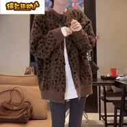 筏芯大碼時尚圓領單排扣開衫豹紋毛衣胖MM女裝秋季新款顯瘦別致針織衫 豹紋外套韓系氛圍感/絕美/溫柔 M (建議100斤以內(nèi))