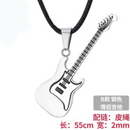 芊芽吉他撥片項鏈男嘻哈吊墜搖滾學(xué)生韓版個(gè)性?huà)靿嬊槿斯澦湍杏讯Y物 嘻哈吉他項鏈皮繩款-鋼色