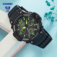 卡西歐（CASIO） 男表女表卡西歐手表男女情侶表學(xué)生時(shí)尚運(yùn)動(dòng)表太陽能雙顯電子表 MCW-100H-3AVDF綠巨人