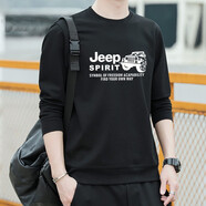 JEEP SPIRIT衛(wèi)衣男春秋新品男士大碼純色長袖圓領(lǐng)T恤運動休閑時尚棉質(zhì) 春秋款 黑色 6527 M （建議90-100斤）