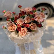 百花館鮮花速遞花禮卡布奇諾真玫瑰花束生日禮物送女友老婆閨蜜同城配送 【歐美浪漫】11朵|JD254