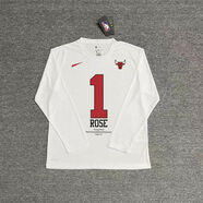 騰訊體育nba籃球勇士長(cháng)袖T恤投籃球衣喬治男子速干秋冬訓練休閑運動(dòng)寬松 白色1號ROSE XL-170-175/120-140