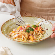 小鹿田燒櫻花20cm深盤(pán)日本制進(jìn)口陶瓷日式餐具釉下彩家用菜盤(pán)子餐盤(pán)釉下彩 20cm深盤(pán)【綠櫻花】