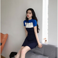 miss nitaly 2022年夏季新款名媛氣質(zhì)法式小眾心機裙子女小個(gè)子收腰顯瘦甜美洋氣時(shí)髦連衣裙 藏藍色 M