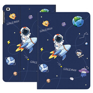 zoyu iPad mini4保護(hù)套適用于蘋果7.9英寸迷你4平板電腦卡通彩繪皮套休眠喚醒可愛 騎著火箭【配鋼化膜】