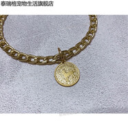 泰瑞格寵物貓咪項圈狗狗吊牌項鏈小中大型犬脖套狗大金鏈子法斗金 金色狗狗可調節 XS-30厘米10斤以下