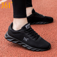 361°男鞋運動(dòng)鞋男跑步鞋冬季網(wǎng)鞋361度男鞋網(wǎng)面透氣跑鞋休閑旅游鞋子 烏黑色/10U中灰2266 44 270mm
