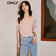 ONLY淑女泡泡袖花朵拼接套頭短袖針織衫女|123213003 C38 紫羅蘭色 S 160/80A