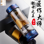 茶之戀陳道明茶水分離杯純鈦杯雙層玻璃杯男士高檔商務(wù)高端茶水分離杯 星空藍(lán)   360ml 1只