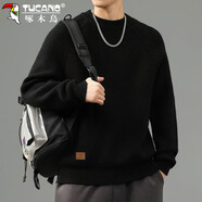 啄木鳥(niǎo)（TUCANO）毛衣男秋冬季圓領(lǐng)針織衫男士寬松加厚毛線(xiàn)衣服男裝 黑色 XL 