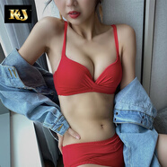 KJ本命年內(nèi)衣內(nèi)褲一套裝少女小胸聚攏無鋼圈性感美背文胸罩紅色蛇年 紅色 75/34AB通用杯