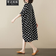 零點(diǎn)螞蟻大碼女裝夏季波點(diǎn)v領(lǐng)寬松連衣裙胖mm時(shí)尚氣質(zhì)垂感顯瘦中長款裙子 圖片色 均碼【130-200斤】