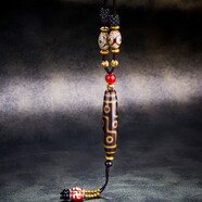 石玥珠寶九眼老天珠吊墜項鏈玉髓水晶瑪瑙掛墜真品 本命年禮物 男女士款 黃九眼三眼天珠