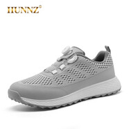 HUNNZ品牌高爾夫球鞋男鞋固定釘飛織透氣運動鞋旋轉(zhuǎn)紐高爾夫鞋子 深灰色 40