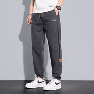 A212026夏季新品仿牛束腳褲休閑褲美式休閑顯高顯瘦寬2 以純-深灰色 M