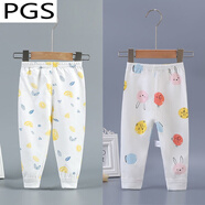 普戈斯（PUGESI）嬰兒褲子純棉男女寶寶單條秋褲兒童春夏秋冬四季睡褲內穿打底褲 檸檬+兔子(2件裝) 66 (兩用襠)