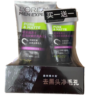 歐萊雅（LOREAL）男士潔面膏150g潔面乳洗面奶控油深層清潔毛孔學(xué)生中青年 控油炭爽抗黑頭潔面膏100ml+50ml