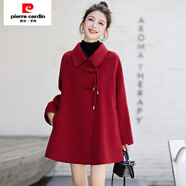 皮爾卡丹（pierre cardin）高端紅色斗篷雙面呢絨大衣女2024春秋新款寬松顯瘦A版毛外套 中國紅 S 【建議125斤以?xún)取?
                                         title=