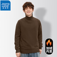 真維斯（JEANSWEST）毛衣男秋冬新款針織衫青少年針線衫內(nèi)搭保暖百搭純色打底衫毛線衫 咖啡（加絨高領(lǐng)） M (推薦100-110斤)