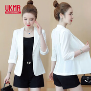 UKMR網(wǎng)紅小西裝七分袖女薄外套2025夏季新款韓版氣質(zhì)短款上衣休閑西服 222白色 七分袖 XL 110-120斤