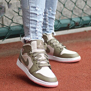 耐克（NIKE）新款 女鞋 Air Jordan 1 GS AJ1時(shí)尚耐磨運(yùn)動(dòng)鞋復(fù)古休閑籃球鞋 555112-225 綠米粉 38.5