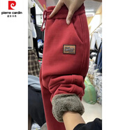 皮爾卡丹（pierre cardin）加絨加厚衛(wèi)褲女羊羔毛哈倫褲女冬季新款高腰保暖羊羔絨 酒紅色 M
