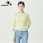 哥弟（GIRDEAR）女裝袖口拼色棉質(zhì)針織衫女1399341 黃 S(2碼)