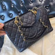 香奈兒（Chanel）【二手99新】香奈兒Chanel GST PST CF女包黑金黑銀 荔枝皮 手提 單肩女士手袋  黑金98新