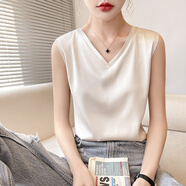 歌米拉 寬肩吊帶背心女新款夏季v領(lǐng)內(nèi)搭打底緞面外穿上衣