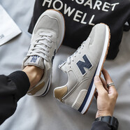 新百倫男鞋正品夏季透氣網(wǎng)面運動(dòng)鞋男鞋子女鞋休閑情侶N字574阿甘跑步鞋 574灰藍 40